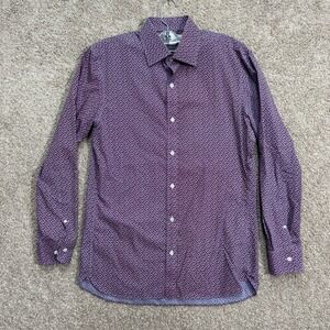 Bonobos Dress Shirt Men 15.5 34 Purple Red Slim Fit Floral WrinkleFree Button Up